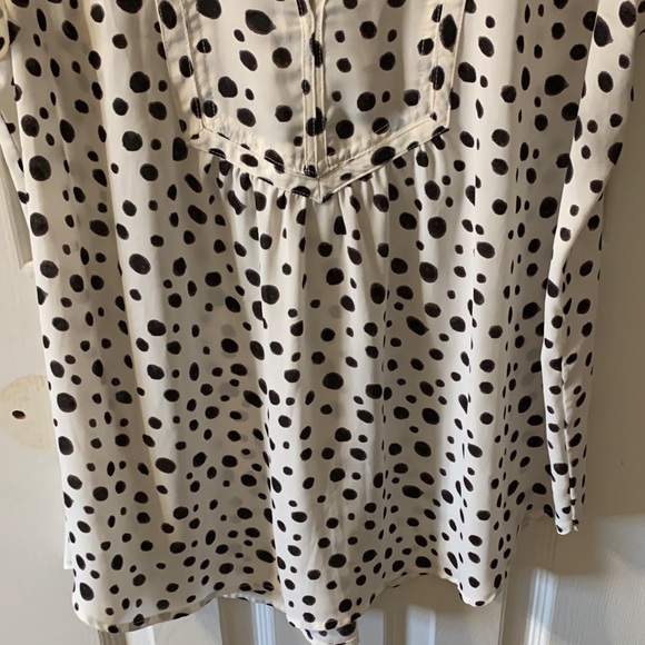 LOFT Sleeveless Black and Cream Polka Dot Blouse - Picture 4 of 8